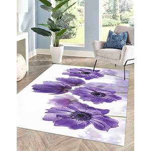 Alfombra con Diseño de Flores Púrpuras: Alfombra Botánica Fácil de Limpiar, Alfombra Delgada No Tejida - Product Image 4