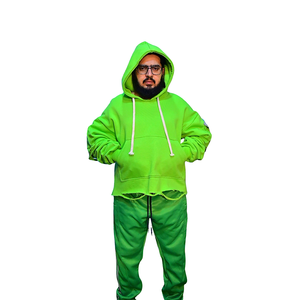 Chándal desgastado para hombre Sudadera con capucha de lana Moda Hip Hop Street-Wear Jogger Set para invierno - Product Image 1