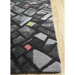 พรมขนสัตว์และใยวิสโคสถักมือ รุ่น Acar Tra-13195 สีเทาและดำ ลายแบบนามธรรม สำหรับห้องนั่งเล่น ห้องโถง ทางเดิน กว้าง 4 เมตร หนา 10 มม. - Product Image 4