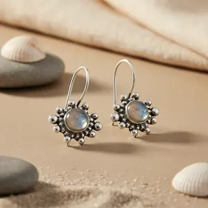 925 <b>Silver</b> <b>Drop</b> <b>Earrings</b> with Moonstone and Pearl Water <b>Drop</b> Pendant Design for Women's Daily Wear Wedding or Party - Product Image 1