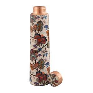 Bouteille d'eau en cuivre imprimé floral à forte demande avec couvercle Avantages ayurvédiques pour les cadeaux d'entreprise de gymnastique de bureau - Product Image 1