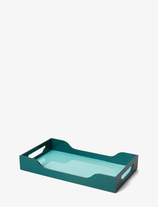 Plateaux de service rectangulaires modernes en laque avec poignées Organisateur décoratif brillant pour la nourriture, les boissons, le café et l'affichage à la maison - Product Image 6