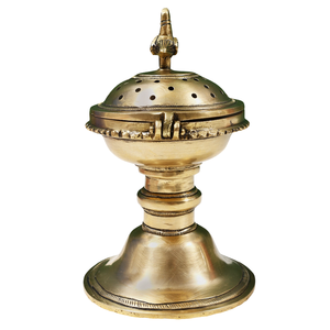 Quemador de Incienso de Latón Puro con Grabado y Acabado Pulido, Quemador de Lobán Tradicional de Latón Vintage de Alta Calidad para Decoración del Hogar - Product Image 4