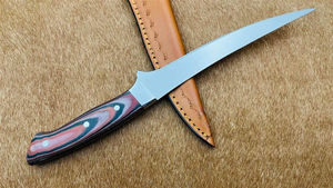 Cuchillo de Filetear/Pesca de Acero Inoxidable de Alta Calidad, Hecho a Mano, con Mango de Madera Ambidiestro, Hoja de 7 Pulgadas con Borde Dentado, Grado Industrial - Product Image 5