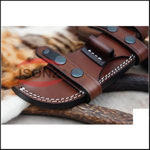 Usine livraison directe pleine Tang couteau de chasse gaine en cuir couteau de Camp couteau de boucher gaine - Product Image 4