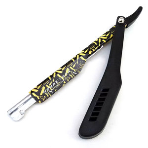 Navaja de Afeitar Profesional Desechable Plegable con Mango de Plástico Negro para Afeitar la Barba y la Garganta - Product Image 1