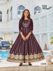 Top-Rated Handmade Office & Casual Kurti Sets <b>Hot</b> Selling Readymade Indian Anarkali in Gold <b>Foil</b> Print for Weddings & Parties - Product Image 2