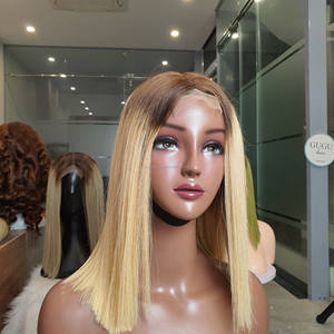 Peluca de Cabello Virgen con Frente de Encaje Corto Estilo Bob con Encaje Transparente HD sin Pegamento para Color Rubio - Product Image 1