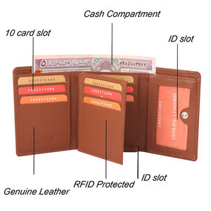 Cartera minimalista de cuero RFID para mujer, cierre de botón, diseño de logotipo personalizado, nueva cremallera a la moda, longitud corta, Económica - Product Image 5