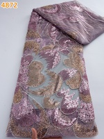 4872 Tissus de dentelle perlée africaine de luxe Kalume, dentelle française nigériane en tulle maillé de haute qualité avec paillettes pour robe de mariée