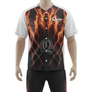 Design foudre noir et orange personnalisé uniforme de baseball polyester sublimé vêtements d'équipe pour adultes - Product Image 4