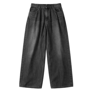 Jean en denim ample 100 % coton pour homme, coupe large, style streetwear oversize, vintage, écologique, délavé foncé pour l'hiver - Product Image 4