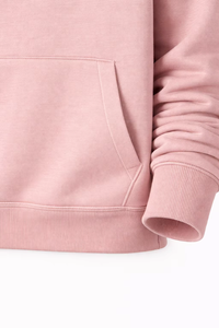 เสื้อฮู้ดสีชมพูสำหรับผู้ชาย ผ้าฝ้ายฟลีซ 100% ระบายอากาศได้ดี เหมาะสำหรับฤดูหนาว แขนเสื้อปกติ สีพื้น ผ้าถัก - Product Image 4