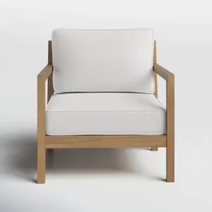 Новое поступление, современный уличный стул из цельного тикового дерева, роскошная водонепроницаемая ткань