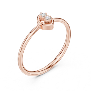 แหวนหยดน้ำเพชรทรงกลมสีโรสโกลด์ 14K สำหรับผู้หญิง |   ของขวัญวันครบรอบ |   เพชรที่เพาะเลี้ยงใหม่ - Product Image 2