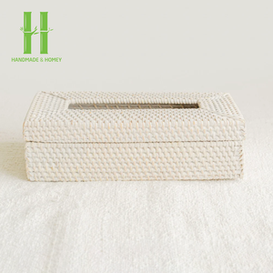 Haute qualité écologique Style bohème bois rotin Rectangle tissé boîte à mouchoirs couverture pour la maison cuisine jardin outils Carton - Product Image 2