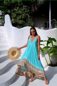 Vestido Maxi de Rayón con Cuello en V y Estampado Tie-Dye, Estilo Casual, Exportador Indio, Diseños Naturales y Elegantes, Superventas - Product Image 6
