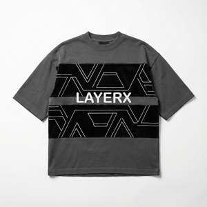 T-shirt ample en coton 100% de 240 g/m², personnalisé en gros, avec patchwork, impression 3D en relief, broderie de logo, diamants, surdimensionné - Product Image 1