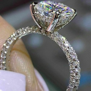 IGI Certified VVS Moissanite <b>Fine</b> <b>Rings</b> 2025 <b>Fine</b> Jewelry Original Eternity Wedding Round Cut Diamond <b>Ring</b> for Women - Product Image 2