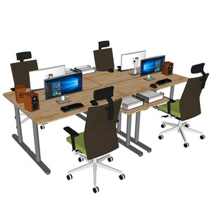 Juego de Escritorios Esquineros en Forma de L TIO HBTO015, 4 Unidades, Diseño Contemporáneo de Lujo, Patas de Hierro y Melamina, para Estudio, Cocinas Modernas y Oficinas - Product Image 2