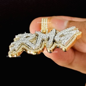 จี้ตัวอักษรแบบกำหนดเอง ชุบทอง สไตล์ฮิปฮอป ประดับเพชรโมอิสซาไนต์ VVS เกรด 925 เงินสเตอร์ลิง - Product Image 4