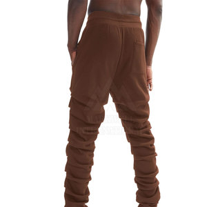 Pantalones de chándal apilados al por mayor pantalones de chándal apilados inferiores con bolsillos laterales pantalones apilados para hombre con logotipo personalizado - Product Image 4