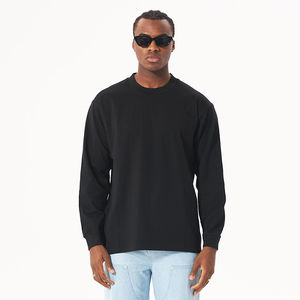 Camiseta extragrande de manga larga personalizada de algodón para hombre, hombro caído con patrón sólido, estampado Digital, manga larga, venta al por mayor - Product Image 4