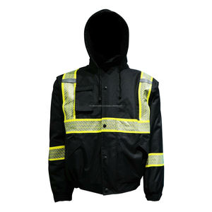 Chaqueta de trabajo de seguridad con aislamiento de alta visibilidad, bombardero de talla grande, Abrigo con capucha impermeable reflectante, forro polar térmico fluorescente para - Product Image 5