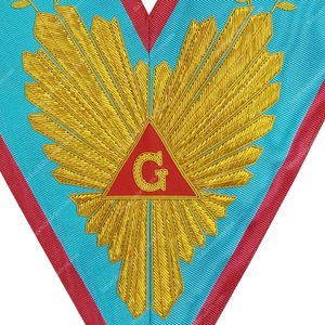 BAHOO EMBROIDERS Masonic Regalia Worshipful Master <b>Collar</b> of AASR-Freemason Handmade Embroidery Unisex <b>Collar</b> - Product Image 2