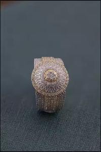 Anillo de compromiso de diamante redondo cultivado en laboratorio amarillo de 10K estilo Hip Hop elegante para hombres banda de boda de oro Vintage única - Product Image 3