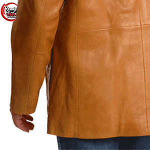 Blazer de cuero ajustado informal para hombre de alta calidad 100% Original de piel de oveja con cuello en V cierre frontal totalmente personalizable - Product Image 6