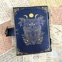 Hibou imprimé Journal en cuir livre magique journal de magicien pour Potter tête journal cahier Vintage Deckle papier carnet de croquis calligraphie