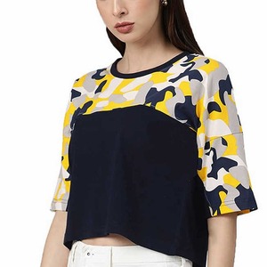 2025 venta al por mayor verano Mujer estilo Sexy Camiseta de manga corta cuello redondo de punto de moda Crop Top Slim Causal señora camiseta - Product Image 1
