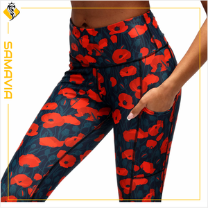 SAMAVIA Leggings actifs pour femmes taille haute Compression pantalons de Yoga serrés pour les entraînements de gymnastique course sport Fitness feuille de Jungle - Product Image 5