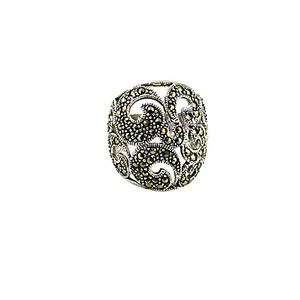 Anillo de Cóctel Vintage para Mujer, Plata 925 con Granate y Engaste Pavé, Joyería Elegante para Regalo, Estilo Fiesta - Product Image 2
