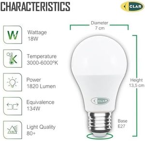 Clar-mạnh mẽ E27 dẫn bóng đèn 10W, 15W, 18W, 24W thay thế 120W-150W, nhấp nháy miễn phí, không Dimmable - Product Image 2