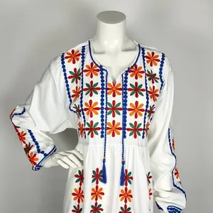 2023 New Design <b>Women</b> <b>Spring</b> Embroidered Maxi <b>Dress</b> <b>for</b> <b>Women</b> Full Sleeves Cotton Embroidery Casual Maxi <b>Dress</b> - Product Image 1