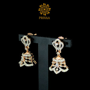 Pendientes Colgantes de Oro Rosa de 14 Quilates con Diamantes de Alta Calidad con Corte Brillante Redondo para Fiestas - Product Image 2