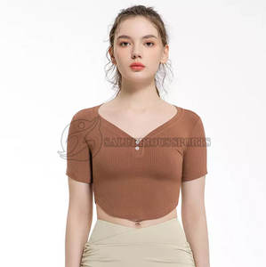 T-shirt de sport en coton pour femme, couleur unie, design simple, manches courtes, pour l'été, logo personnalisé, grande taille, streetwear, automne - Product Image 1