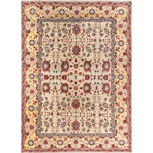 Alfombra de Lana Anudada a Mano Aalam Verde Pae-5775 con Patrón de Medallón para Sala de Estar o Pasillo, Hecha a Mano para Adolescentes - Product Image 1