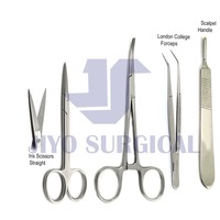 Kit d'instruments chirurgicaux médicaux de lacération de suture approuvé par CE ISO 5 pièces | Kit de pratique de suture de fermeture de plaie en acier inoxydable