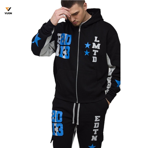 Survêtement personnalisable en éponge poids lourd pour hommes 2 pièces ensemble avec sweat à capuche surdimensionné Baggy Flare Sweatpants Active Factory Clothing - Product Image 5