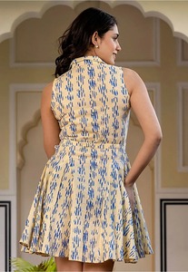 Vestido indio de algodón con bloques de mano, elegante, sin mangas, bohemio, ropa de fiesta de verano, suministro ODM, ecológico con cintura Natural - Product Image 2