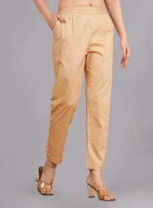 Wholesale Stretchable Womens Beige Lycra <b>Trouser</b> <b>Pants</b> Regular Fit Designed For Comfortable Casual Office Travel Daily Wear Use - Product Image 4
