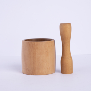 Mortero de madera de haya resistente con mango de fácil agarre - Molinillo de especias redondo de madera lisa de 11 cm - Esenciales de cocina con calidad OEM - Product Image 4