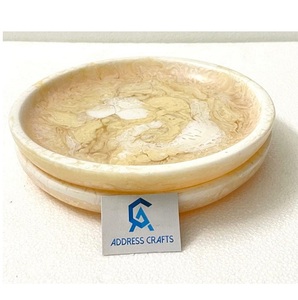 Assiettes de service en résine écologique avec motif tourbillon blanc et texture marbre Assiettes à dîner pour maison hôtel pour salades fruits - Product Image 4