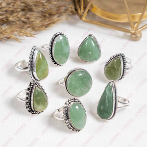 Bagues Cabochon Tendance en Aventurine Verte Naturelle Premium, Bijoux de Méditation en Pierre Semi-Précieuse Guérisseuse, Cadeau Unisexe pour Fête - Product Image 2