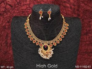 Bijoux anciens de conception de fantaisie partie porter ensemble de collier court antique plaqué or haut - Product Image 3