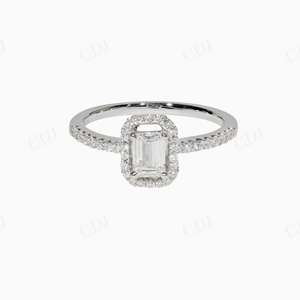 แหวนเพชรโมอิส0.50CT มรกต14K สีขาวทองครึ่งนิรันดร์แหวนหมั้นและแหวนแต่งงานสำหรับผู้หญิงผลิตในอินเดีย - Product Image 1