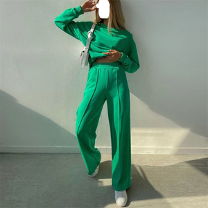 Sweat-shirt à col rond surdimensionné avec logo personnalisé pour femmes Pantalon large Broderie Solide Respirant Sweat-shirt grande taille pour femmes - Product Image 6